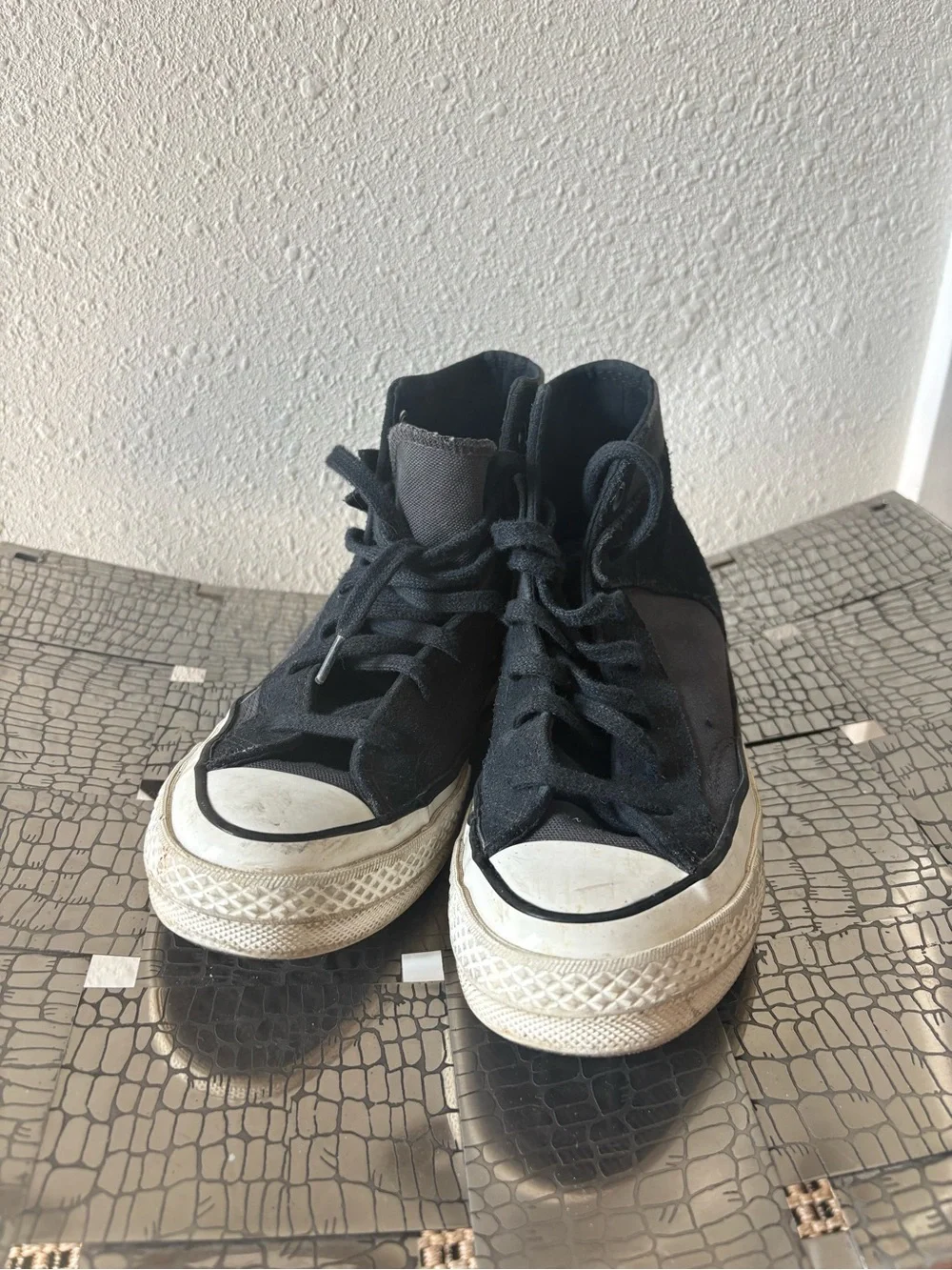 Vans Kids High-Top Sneakers in Black and Gray